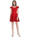 Little Red Flare Hoco Dress Short With Cap Sleeves - BLS97007