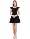 Chic Little Black Flare Semi Party Dress With Straps - BLS97009