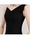 Black Retro One Shoulder Midi Party Dress Simple - BLS97039