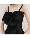 Black Midi Length Semi Party Dress With Big Bow Front - BLS97010