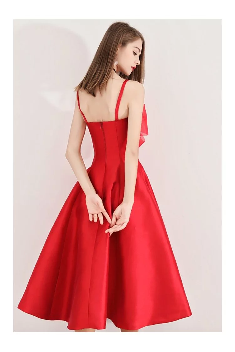 Red Midi Length Party Dress With Big Bow Straps - $64.9 #BLS97019 ...