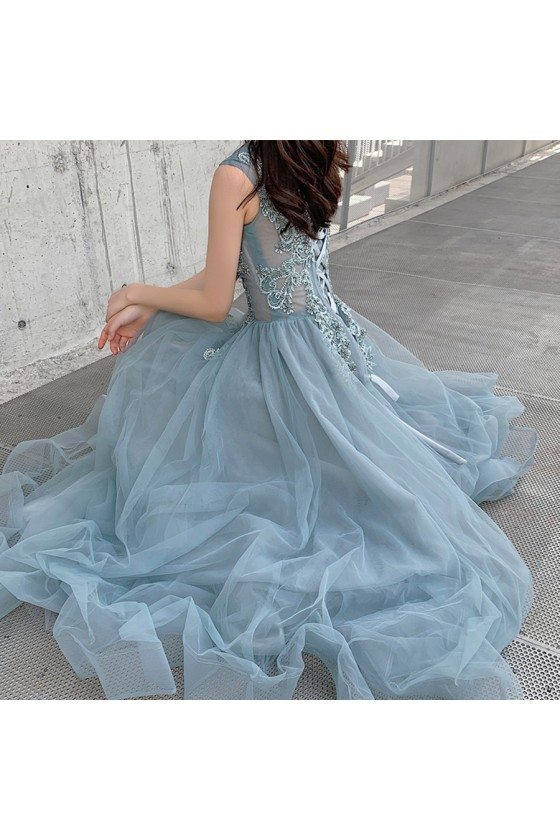 blue satin plunge dress Carelle Powder Blue Satin Plunge-Neck Maxi Dress With Asymmetric Dro – Club  L London main image 0