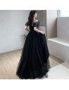 Elegant Sequin Tulle Long Black Formal Dress For Cheap - AM79149